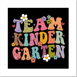 Team Kindergarten Groovy Back to School Gifts Teacher Student Posters and Art